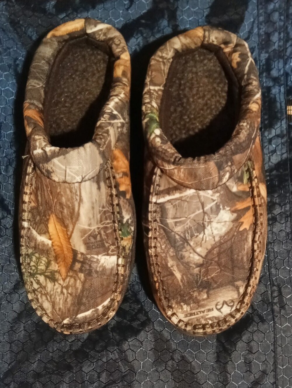 Realtree Camo Slip-On Moccasins in Brown and Green